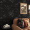 Livelynine Tapete Blumen Vintage Schwarz 40CMx10M Selbstklebende Tapete Schlafzimmer Mädchen Wohnzimmer Kinderzimmer Klebefolie Schwarz Blumen Floral Landhaus Wand Tapeten Möbelfolie Selbstklebend
