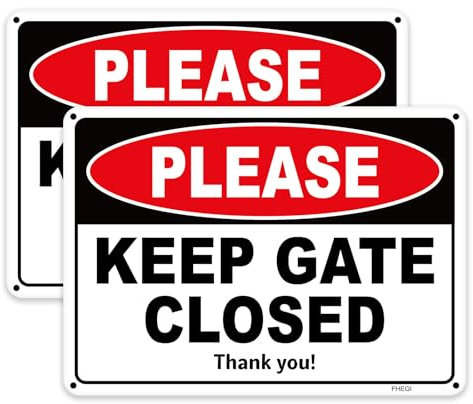 FHEGI 2 PC Please Keep Gate Closed Sign - 10x7 Aluminum Keep Gate Closed Sign Dogs - Please Close Gate Sign - Keep Gate Locked Sign - Close the Gate Sign