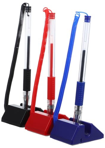 LALAFINA 3pcs Unterzeichnung Stift Kette Schreibtisch Gel Tinte Stifte Zähler Stift für Bank