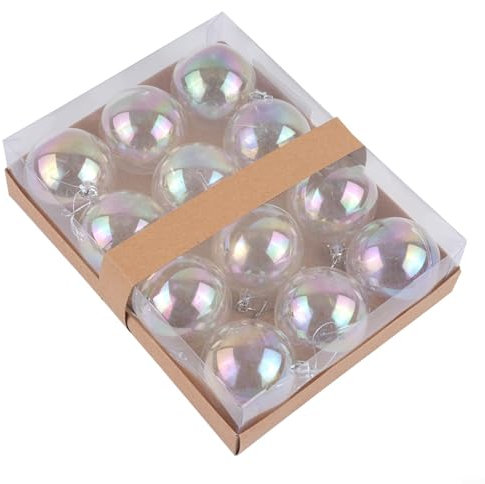 Transparente schillernde Kugeln, Glas-Weihnachtsbaumkugeln aus Glas, Weihnachtsbaumschmuck für Weihnachtsdekoration (12 Stück, 6 cm)