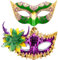 SIQUK 2 Stück Venezianische Masken - Paar Masquerade Maskerade für Damen Herren - Halloween Karneval Party Kostüm