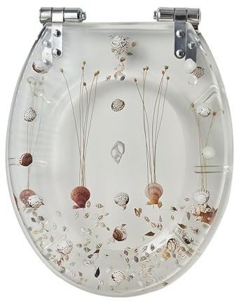Giural Abattant WC Fleur Séchée Transparente, Lunette de Toilette en Résine, Siège de Toilette Fermeture en Douceur avec Fermeture en Douceur, Dégagement Rapide, Facile à Nettoyer, 44x36.5cm