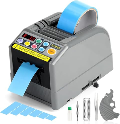 Bandschneidemaschine, automatischer Klebebandabroller, Bandbreite 6–60 mm, Länge 5–999 mm, transparentes Klebeband/doppelseitiges Klebeband, Klebeschneider mit Handbuch und Auto, ideal für Business