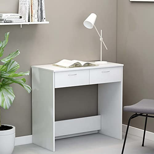 Myheimly Schreibtisch mit 2 Schubladen Computertisch Bürotisch Arbeitstisch Laptoptisch PC Tisch Jugend Kinderschreibtisch 80x40x75cm Holzwerkstoff Schreibtisch Weiß