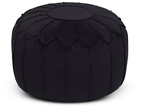 Loft 25 Runder Beanbag Fußhocker sitzpouf 27×45 cm Gaming Pouf für Erwachsene Wohnzimmer Fußstütze für den Innenbereich Pouf sitzkissen Langlebig Pouffe (Schwarz)
