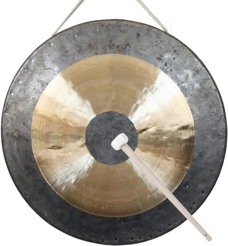 Traditioneller chinesischer Feng Shui Gong Schlagzeuger mit Holzständer - Großer Chau Gong für Meditation und Energiereinigung - Song Gong Holz Chau Gong