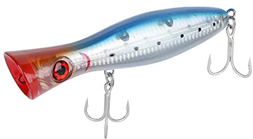Culnflun Popper Bait Saltwater Fishing Lures Topwater Fishing Tackle Accessory Artificial Baits with Steel Ball for Saltwater and Freshwater Fishing 6.5 Inches 3.5 Ounces
