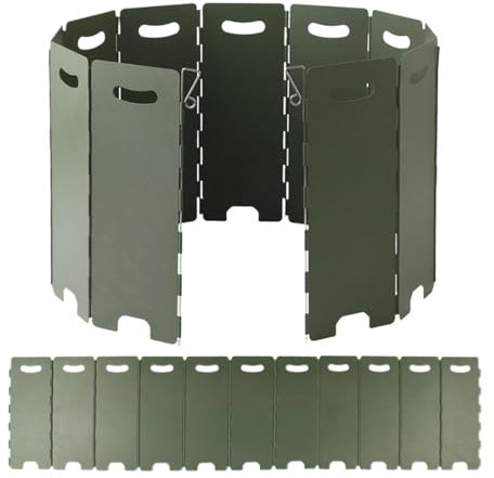 Celuicion Parabrisas para exteriores, hornos de camping, 11 platos resistentes al, protección contra el, suministros de senderismo, bloqueador de tormentas de cocina para mochilas