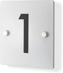 Personalised House Number Plaque 148mm x 148mm Matt White Address House Sign Door Number Plate Square Contemporary Modern Printed Address Signage With Hidden Fixings Waterproof & Scratch-Resistant