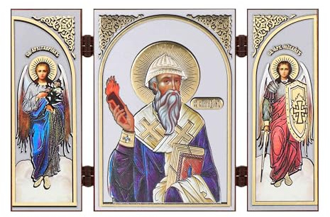 NKlaus Triptychon christliche Ikone Holz, 13x8x0,6cm Heiliger, 1 Stück | Reisealtar
