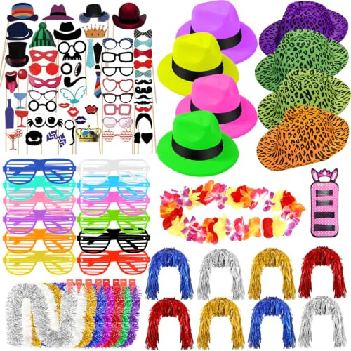 Photo Booth Props, Decorative Photo Booth Accessories, Party Photo Booth Props with Glasses, Hair Clips, Photo Props