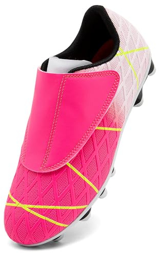 VTASQ Boys Football Boots Kids Girls Football Shoes Firm Ground Soccer Trainers Athletics Sport Shoes Teenager Profession Competition Indoor Outdoor Cleats Sneakers White Pink UK9