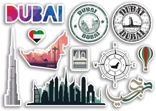 Dubai Aufkleber Set A5 Blatt Vinyl Aufkleber für Gepäck oder Laptop UAE 78503