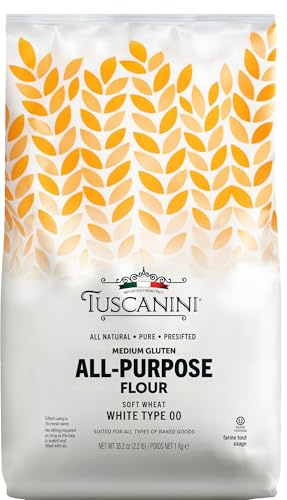 Tuscanini Italian Pizza Flour, Soft White Wheat Double Zero 00 Flour, 2.2 lb | For Pizza Baking, Pastries & Bread | Insect Free | All Natural, Pure, Presifted | Kosher
