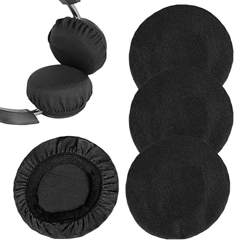Vmoomax Headphone Earpad Covers, 4 Pack Fits 6–8.5 Cm Stretchable Washable Knit Fabric Protectors, Reusable Sweat Soft Breathable Dust Protection for Gym Gaming