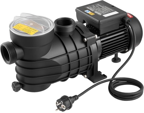 VEVOR Pompa di Filtrazione per Piscina Fuori Terra 180W 10800 L/h Velocità Singola con Cestello Filtro Coperchio, Pompa per Piscina Fuori Terra Velocità 2850 giri/min Prevalenza max. 8m Giardino