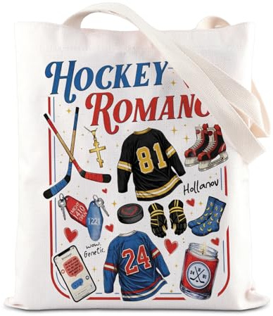 FOTAP Ice Hockey Romance Inspired Tote Bag LGBT Hockey Fans Gift Sports Romance Lover Grocery Bag