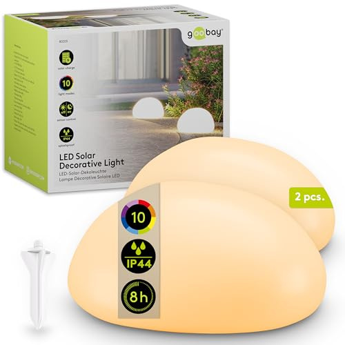 LED Solarkugel 2er-Set, 24cm, RGB, IP44, 10 Leuchtmodi, Erdspieß, für Außen