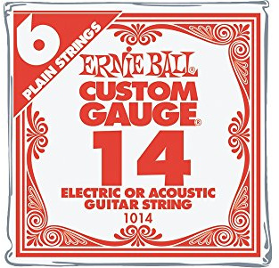 Ernie Ball Guitar Strings, Nickel Plain Single, .014 Gauge, 6-Pack