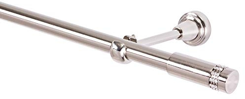 MDEKOR Gardinenstange 19mm 1-läufig Edehlstahl- Optik Metall XKristall, 280