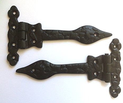 Black Antique Ornate Fleur-De-Lys Hinges - 6 (152mm) - 1 Pair