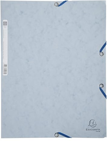 Exacompta - 55531E - Caja de 25 subcarpetas con gomas elásticas - bolsillos con 3 solapas - en cartulina brillo 400 g/m2 - dimensiones 24 x 32 cm para documentos en formato A4 - color gris tórtola