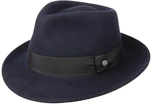 LIERYS City Filzhut Wollfilzhut Damen Herren Wasserabweisend Packable Bogarthut Fedora Sommer Winter blau S (54-55 cm)