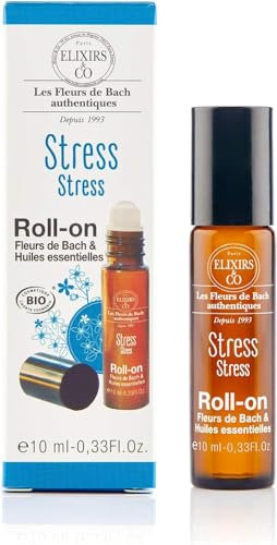 Roll On Huiles Essentielles et Fleurs De Bach Stress Adulte Bio - Elixirs & Co - Angoisse, Anxiété, Sérénité, Effet Apaisant, Relaxation, Endormissement - 100% Naturel - Fabriqué en France