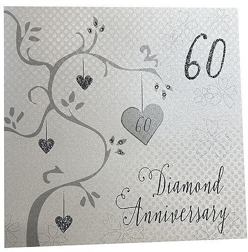 WHITE COTTON CARDS Karte Diamant-Hochzeit, 60. Jahrestag, handgefertigt, Weiß