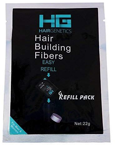 Hair Genetics® Fibras Capilares de Queratina para Cabello - Fórmula Avanzada Cero Picores de Calidad Profesional y Aspecto Natural para Hombres y Mujeres con Pelo - Pack Recarga 22 g (Marrón medio)