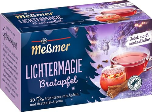 Meßmer Lichtermagie, Früchtetee mit Äpfeln und Bratapfel-Aroma, 20 Teebeutel, Vegan, Glutenfrei, Laktosefrei