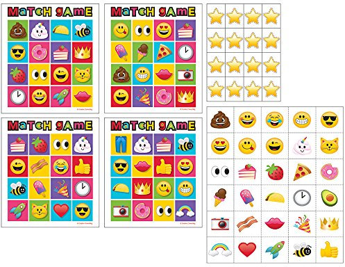 Creative Converting 329378 Show Your Emojions Match the Emoji-Bingo-Spiel, 21,6 x 15,2 cm
