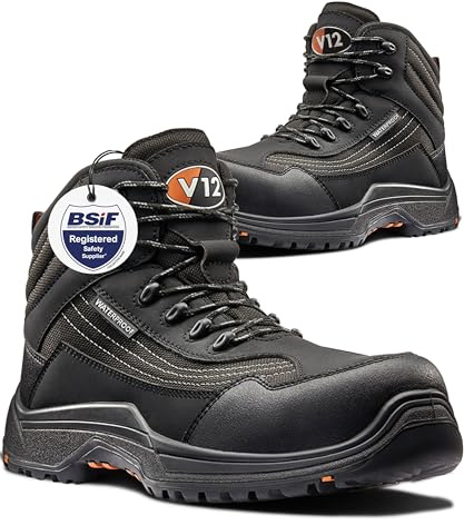 V12 Caiman IGS Vegan Safety Hiker Boot, Waterproof, Composite Toe | Anti-penetration midsole, slip and heat resistant IGS outsole, breathable lining, vegan