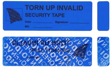 Manipulationssichere Sicherheits-Aufkleber, Klebeband-resistente Etiketten, Versiegelung, Sicherheit verhindert offene Hohlräume (2,5 x 8 cm, markiert auf dem Aufkleber, blau), 100 Stück