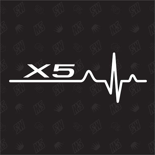 speedwerk-motorwear X5 Herzschlag - Aufkleber, Autoaufkleber, Scheibenaufkleber, Auto, Tuning, Fan, Sticker, Herzschlag, Design, Car, EKG, Herzlinie