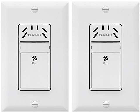 TOPGREENER Humidity Sensor and Fan Control Switch, Ventilation Fan Humidity Sensor Switch, Fan Switch, Neutral Wire Required, TDHS5, 2-Pack