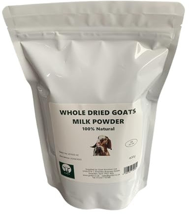 Whole Dried Goats' Milk Powder, Rich Creamy Flavour, Resealable Pouch for Freshness, Easy Mixing, Natural Vitamins Retained, Versatile Ingredient for Yogurts and Cheeses - 400g