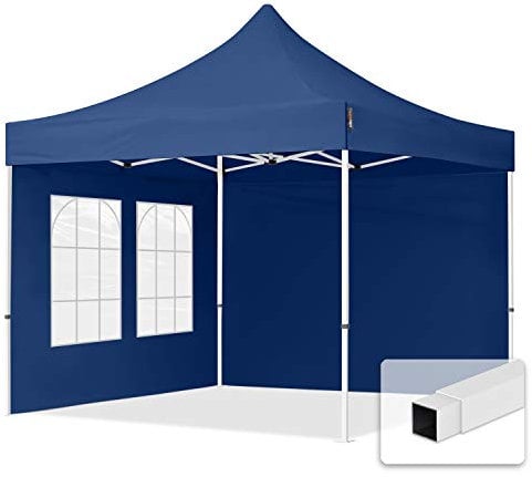 TOOLPORT 3x3m Pavillon Faltpavillon Klappzelt inkl. 2 Seitenteile Stahl Faltzelt Garten Partyzelt blau