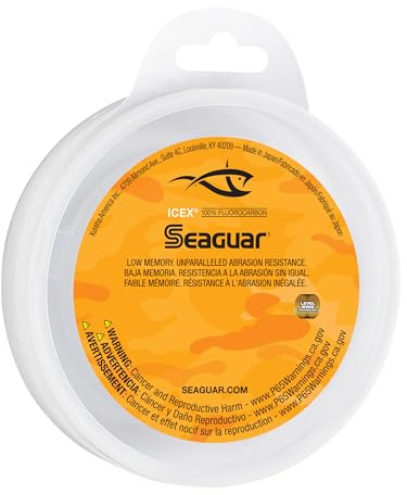 Seaguar IceX 100% Fluorocarbon Fishing Line , Abrasion Resistance, Made for Hard Water 3lbs, 50yds Break Strength/Length - 03ICE50