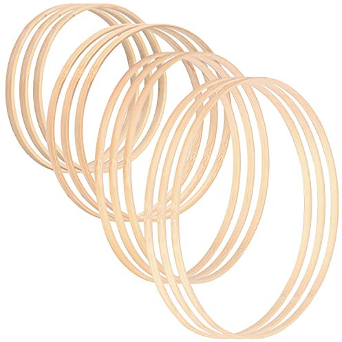 Queta Holz Bambus Floral Hoop Kranz Makramee Craft Hoop Ringe 12 Stück 4 Größen für DIY Hochzeit Kranz Dekor, Traumfänger und Wandbehang Handwerk (15 cm, 20 cm,26cm&30cm)