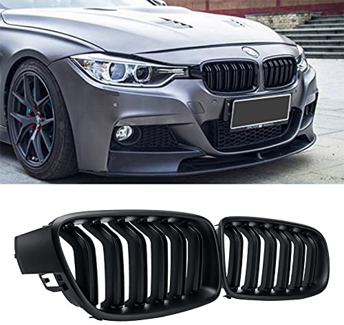 DEKEWEI ABS F30 Kühlergrill, Nierengitter für 2012–2018 BMW 3er-Serie F30 F31 (Doppel-Lamellen, matt-schwarze Grills, 2 Stück)
