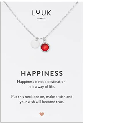 LUUK LIFESTYLE Collier avec pendentif en cristal de verre en rouge, idée cadeau pour femmes et ados, pierre d’humeur, effet magnétique, argent