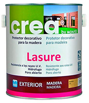 Protector Decorativo al Agua para Madera. Protege y Resiste a los Rayos UV. Transpirable e Hidrófugo. Lasure Gama Crea. (500ml, Incoloro 900 Mate)