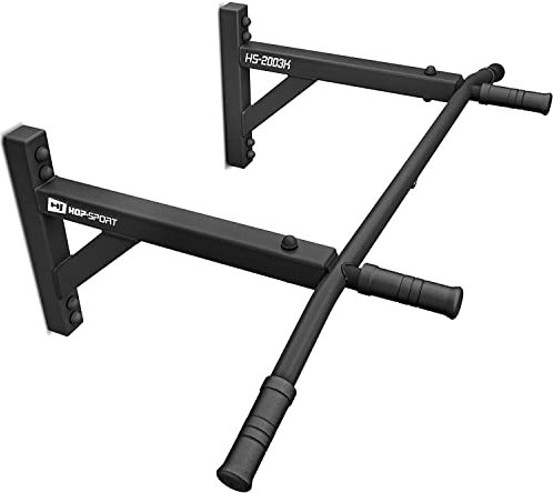 Hop-Sport Multigriff Klimmzugstange für Wandmontage HS-2003K – Profi Fitness Pull Up Bar mit 4 rutschfesten Griffen und Halterung für Boxsack oder TRX