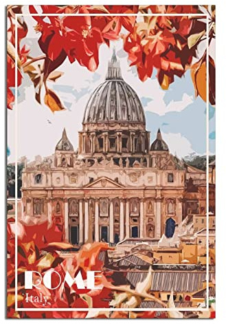 Rom Italy Vintage Reiseposter Schloss Dekorative Poster Modern Schlafzimmer Leinwand Kunst Poster Bild Gemälde Poster Wanddeko Kunst Geschenk