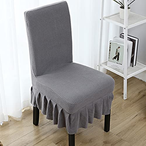 Ricemru Rock Stuhl Bezüge 6 Stück Grau Stuhlhussen Universal Stretch Dicker Stoff Stuhlhussen Landhaus Elegant Stuhlbezug Stuhlschutz Abnehmbare Abdeckung Esszimmer