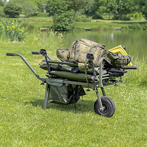 ATLAS Brouette pour Pêche Carpe - Chariot de pêche pour Le Transport d'equipement de pêche | Chariot de pêche sur Roues Robustes | Chariot Pliable avec Roues