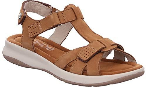 Rohde Damen Leder Sandalen Sandaletten T-Steg Klettverschluss Chia 6202, Größe:42 EU, Farbe:Braun