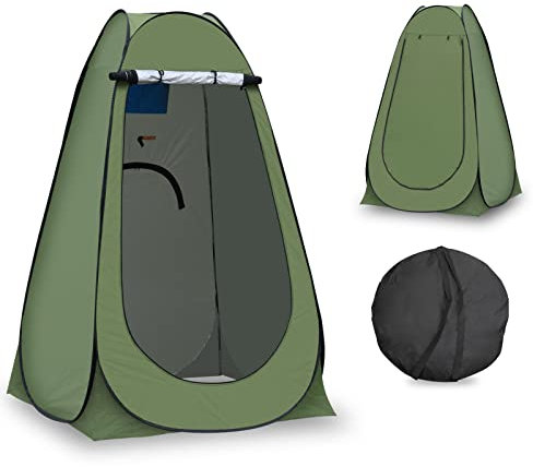 CLIPOP Pop Up Toilet Tent, Portable Shower Privacy Tent Waterproof Anti-UV Changing Tents for Beach Fishing Hiking Bathing, Outdoor,with a Carrying Bag (Green)