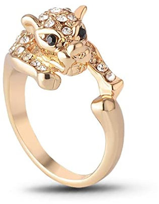 Star.W Persönlichkeit übertriebener Hipster-Ring mit Leopardenkopf-Diamantring